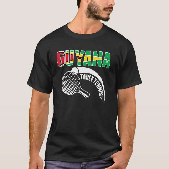 Guyana Bord Tennis Support Guyanese Ping Pong T Shirt (Framsida)