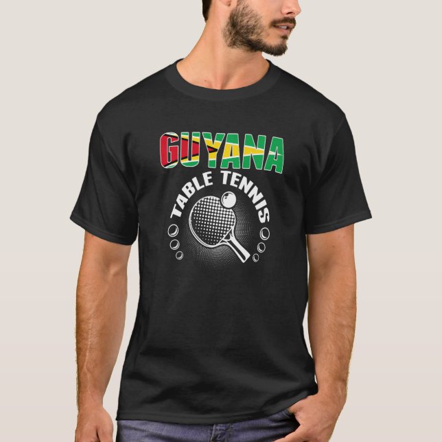 Guyana Bord Tennis Support Guyanese Ping Pong T Shirt (Framsida)
