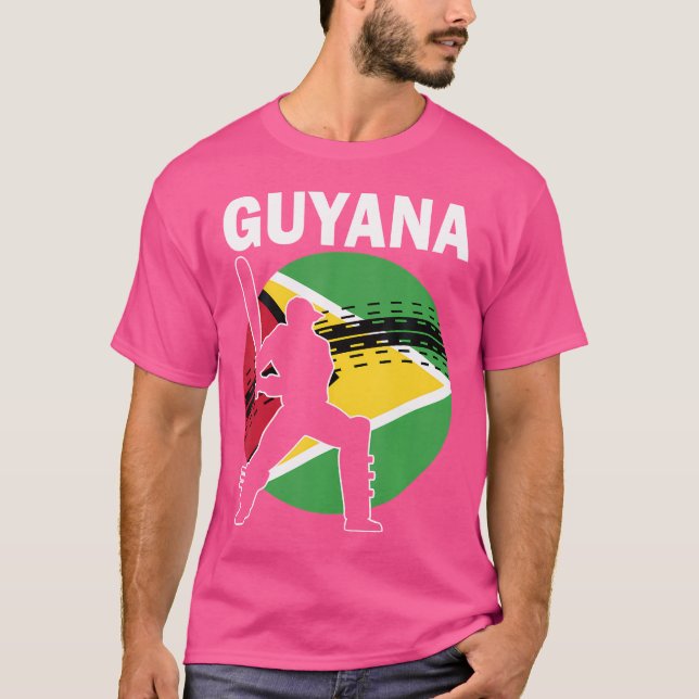 Guyana Cricket Fläkt Guyanese Flagga Cricket Playe T Shirt (Framsida)