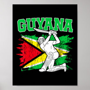 Guyana Cricket Patriotisk Kvinna Guyanesiska Crick Poster