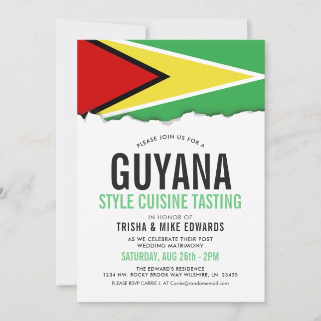 Guyana-Cuisineet| Party Flagga White Inbjudan (Framsida)