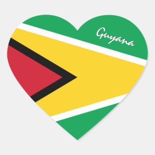 Guyana-dekal, hjärta, patriotisk guyansk flagga hjärtformat klistermärke