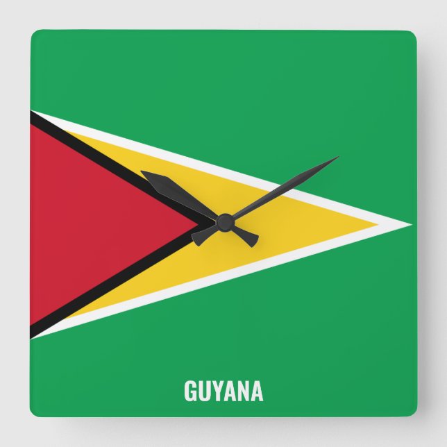 Guyana Flag Dazzling Patriotic Fyrkantig Klocka (Framsida)