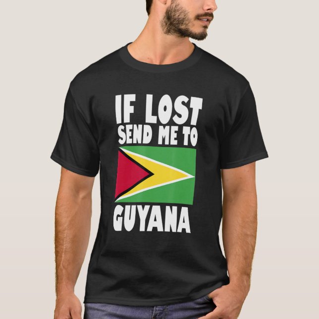 Guyana Flag Design  If lost send me to Guyana T Shirt (Framsida)