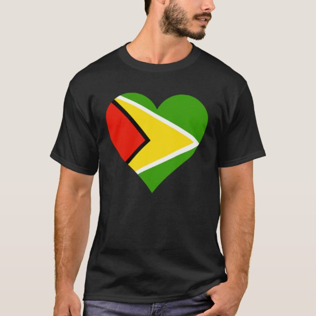 Guyana Flag Heart Guyana  Love Guyana T Shirt (Framsida)