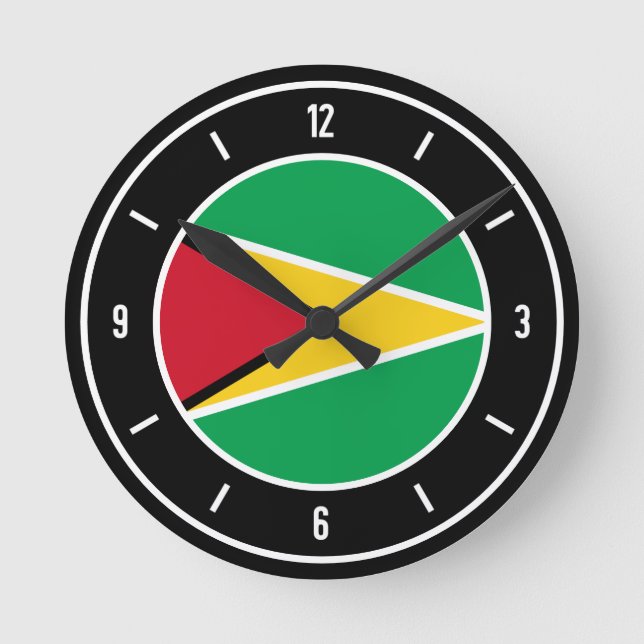 Guyana Flagga Elegant Rund Klocka (Framsida)