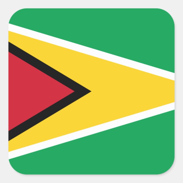 Guyana Flagga Fyrkantigt Klistermärke (Framsida)