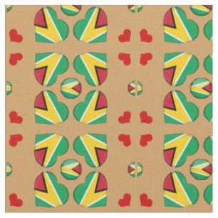 Guyana Flagga & Guyana Heart mode Fabric Tyg