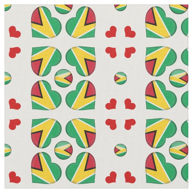 Guyana Flagga & Guyana Heart mode Fabric Tyg (Närbild)