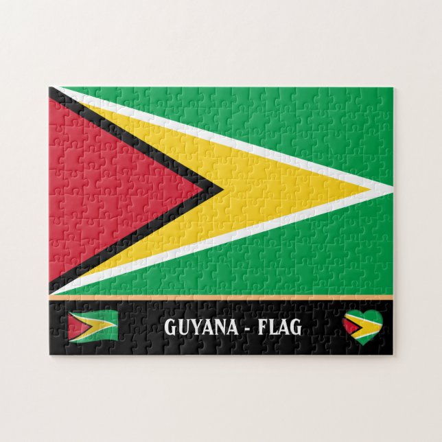 Guyana Flagga & Guyana land / Guyana Pussel (Horisontell)