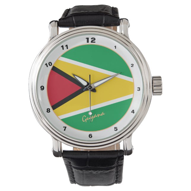 Guyana Flagga & Guyana trendig mode /designur Armbandsur (Framsida)