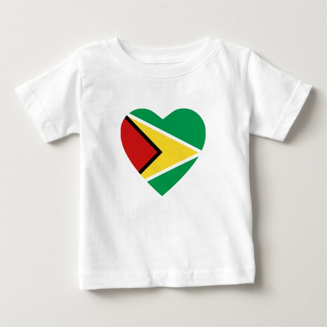 Guyana Flagga Heart T-Shirt (Framsida)