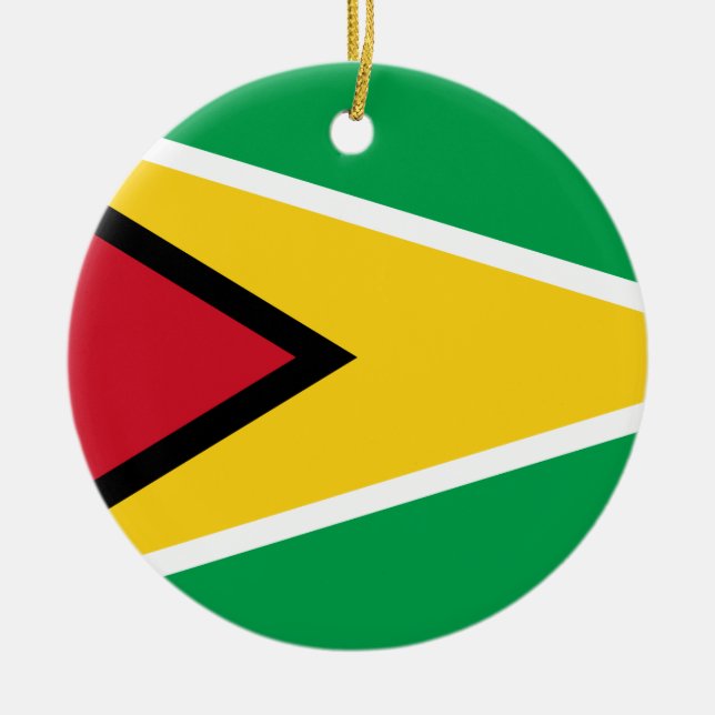 Guyana Flagga Julgransprydnad Keramik (Framsidan)