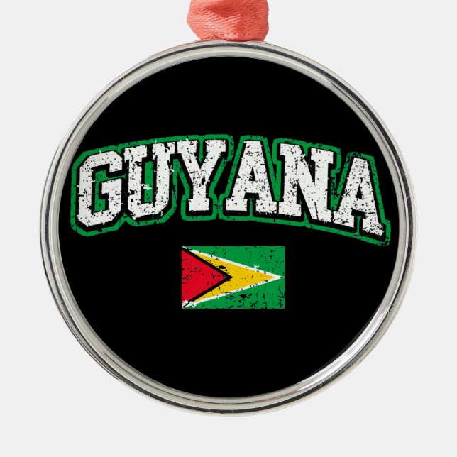 Guyana Flagga Julgransprydnad Metall (Framsidan)
