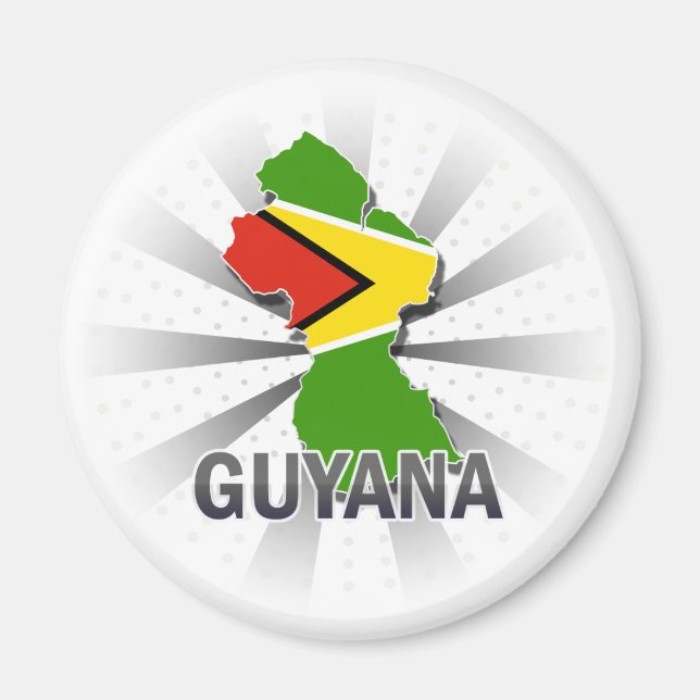 Guyana Flagga Karta 2.0 Magnet (Framsidan)