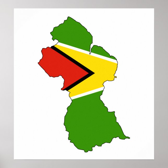 Guyana Flagga Karta fullt storlek Poster (Framsidan)