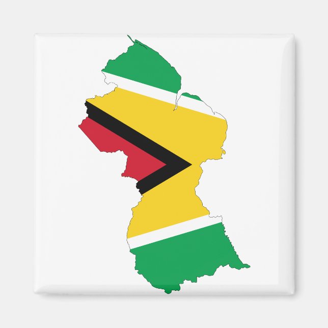 Guyana Flagga Karta GY Magnet (Framsidan)
