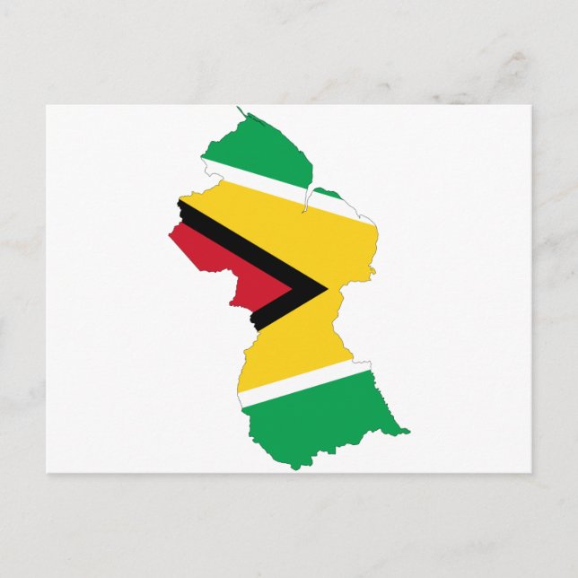 Guyana Flagga Karta GY Vykort (Framsida)