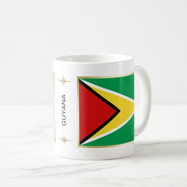 Guyana Flagga + Karta Mugg (Framsida höger)