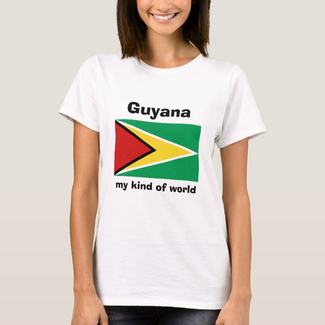 Guyana Flagga + Karta + Text T-Shirt (Framsida)