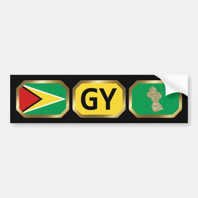 Guyana Flagga Kartkod Klistermärke (Framsidan)