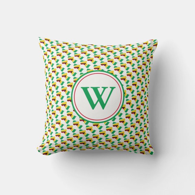 GUYANA Flagga Monogram Anpassningsbar Guyanese Kudde (Framsida)