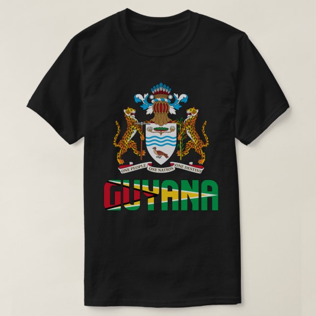 Guyana Flagga och Jacka av Arm Patriotic T Shirt (Design framsida)