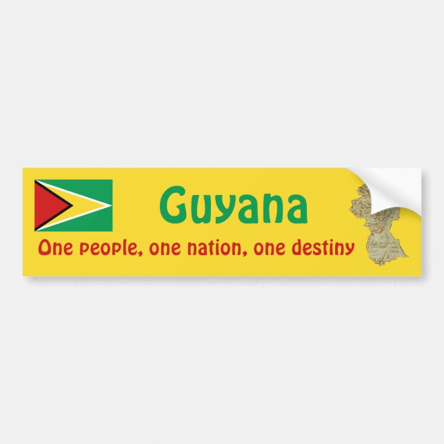 Guyana Flagga och Kart Dekal (Framsidan)