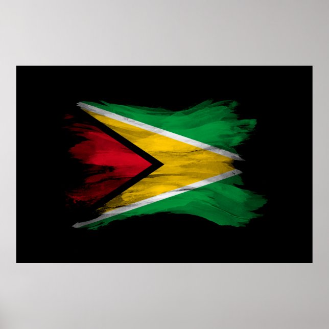 Guyana flagga-penseldrag, nationell flagga poster (Framsidan)