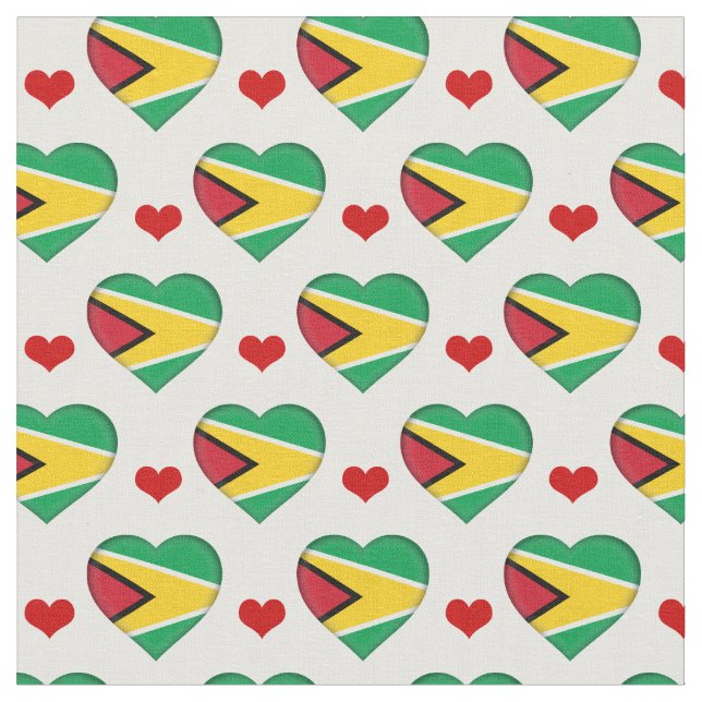 Guyana Flagga Red Heart mode Fabric/Guyana Tyg (Närbild)