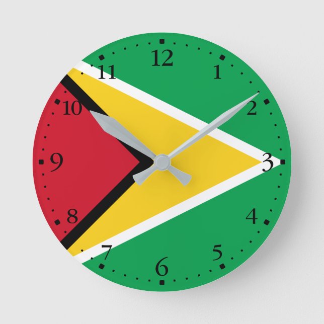 Guyana Flagga Rund Klocka (Framsida)
