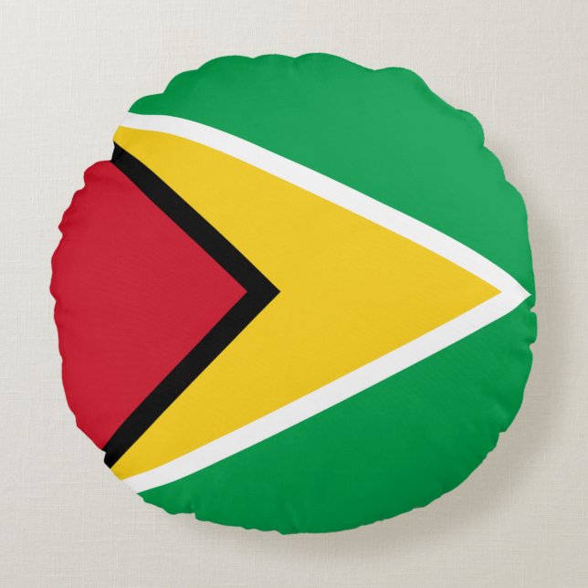 Guyana Flagga Rund Kudde (Framsidan)