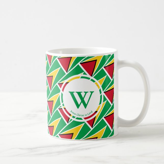 GUYANA FLAGGA Snyggt Anpassningsbar MONOGRAM Guyan Kaffemugg (Höger)