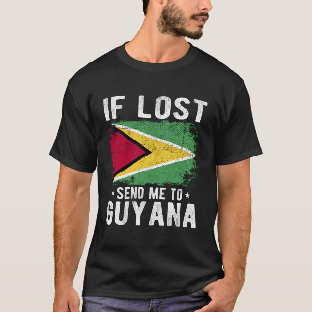 Guyana Flagga Souvenir - om Borttappaden skickar m T Shirt (Framsida)