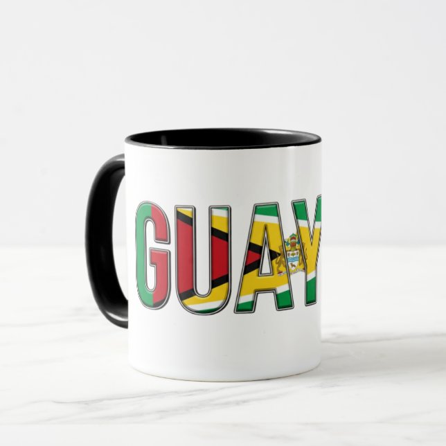 Guyana Flagga Text | Karibisk Stolthet Design Mugg (Framsida vänster)