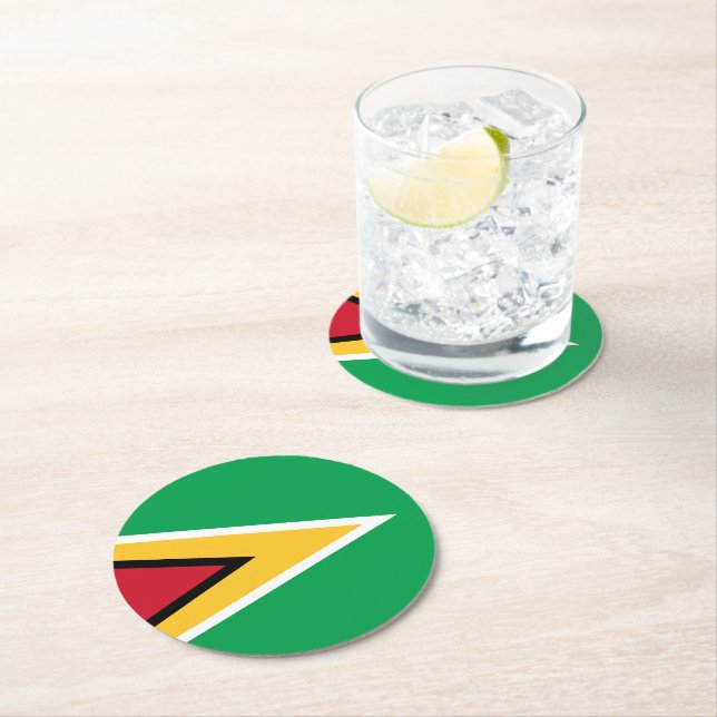 Guyana flagga underlägg papper rund (Insitu)