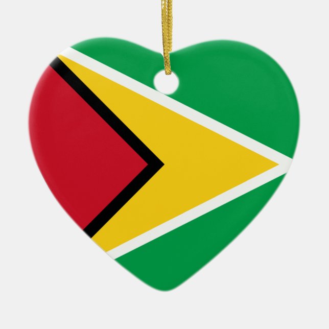 Guyana flaggahjärta julgransprydnad keramik (Framsidan)
