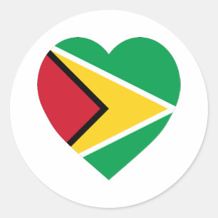Guyana flaggahjärta runt klistermärke