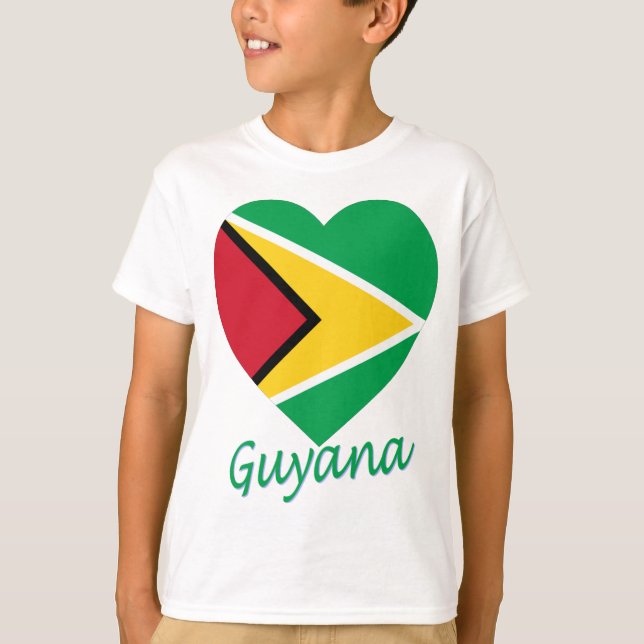 Guyana flaggahjärta tee shirt (Framsida)