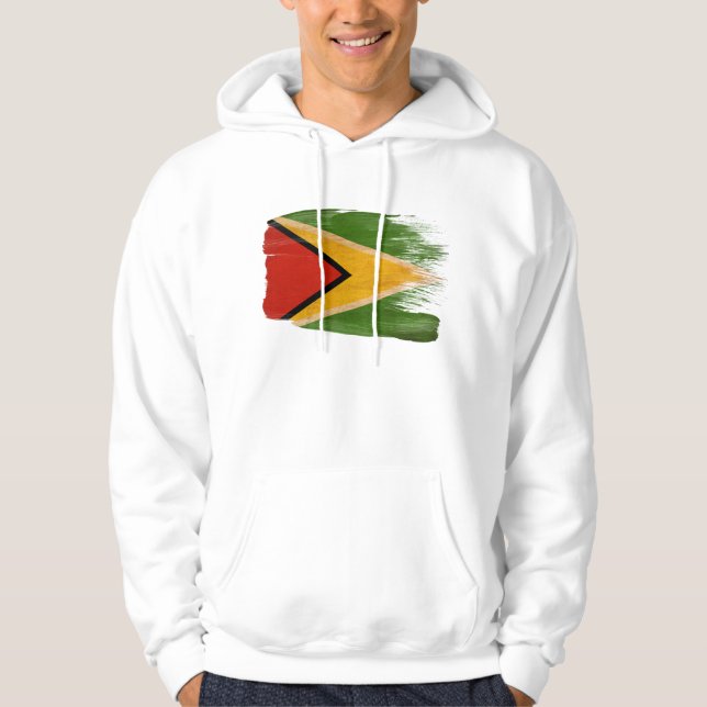 Guyana flaggaHoodie Sweatshirt Med Luva (Framsida)