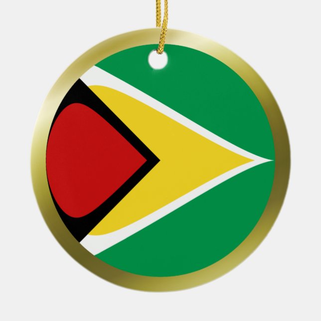 Guyana flaggprydnad julgransprydnad keramik (Framsidan)