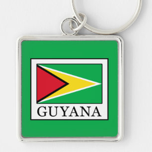Guyana Fyrkantig Silverfärgad Nyckelring