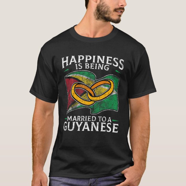 Guyana Giftermål Guyanese Married Heritage Flagga  T Shirt (Framsida)