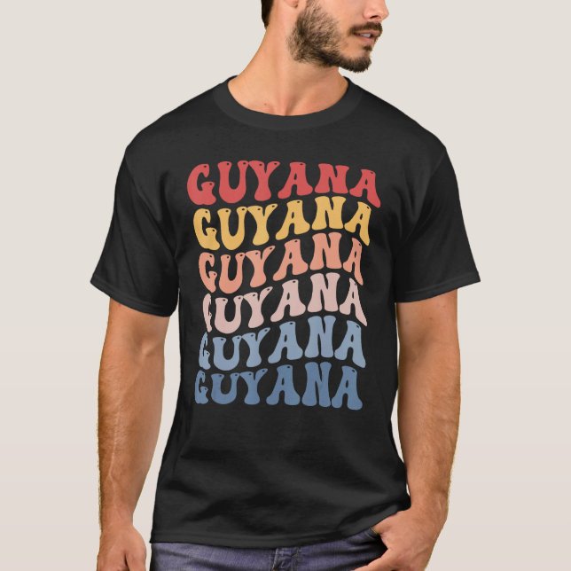 Guyana Groovy Retro Guyanese T Shirt (Framsida)