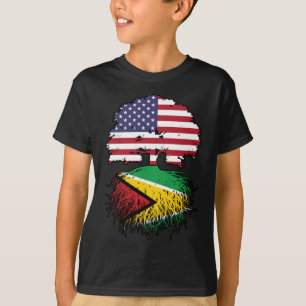 Guyana Guyanese American USA Träd Roots Flagga T Shirt