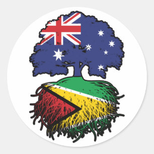Guyana Guyanese Australian Australia Träd Roots Runt Klistermärke