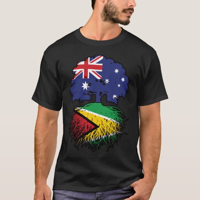 Guyana Guyanese Australian Australia Träd Roots T Shirt (Framsida)