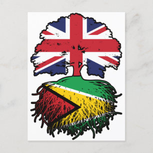 Guyana Guyanese British UK Träd Roots Flagga Vykort