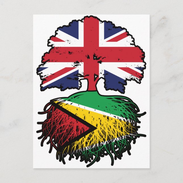 Guyana Guyanese British UK Träd Roots Flagga Vykort (Framsida)