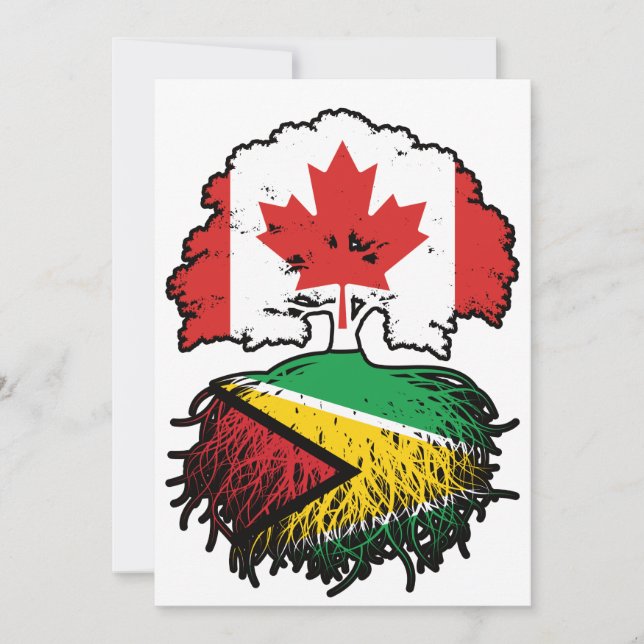 Guyana Guyanese Canada Träd Roots Flagga Inbjudningar (Framsida)